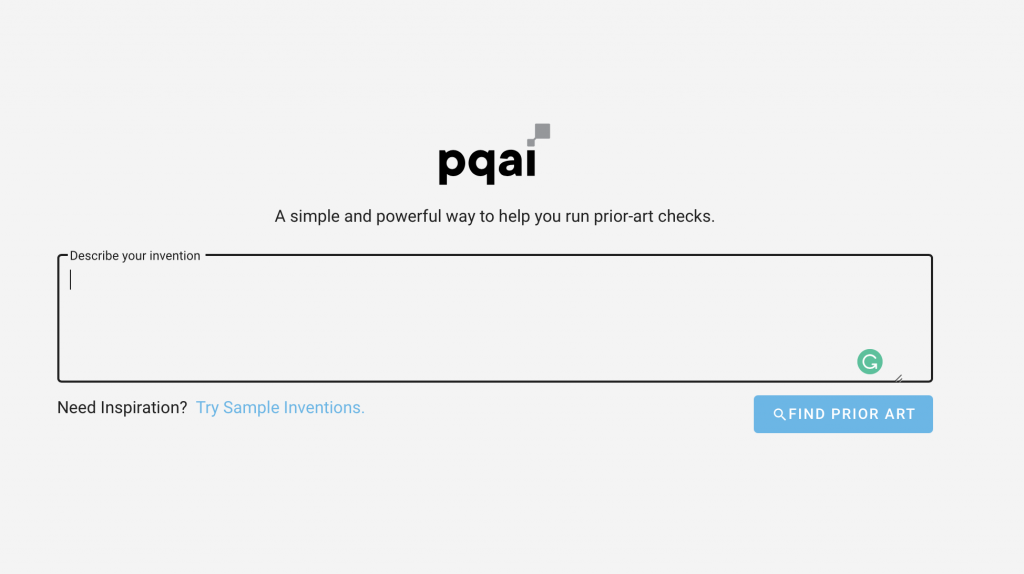 PQAI Prior Art Search Tool Snapshot